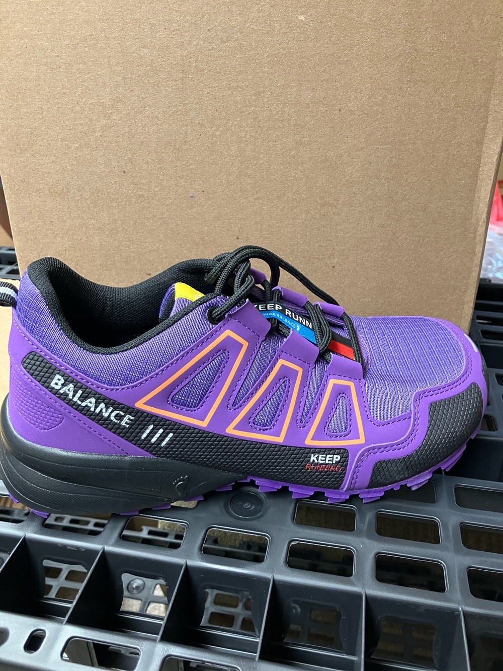 Keep Run UNISEX Purple Athletic Shoes with Yellow & Blue Accents